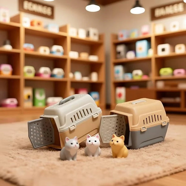 3pcs Mini Pet Carrier Cage Set Random Color Dollhouse Accessories