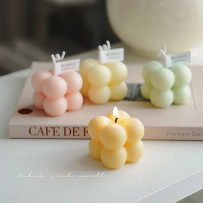 Square Ball-Shaped Scented Candle - Handcrafted & Colorful Birthday Gift