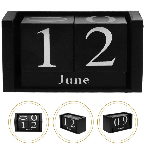 Wooden Calendar Blocks Elegant Desk Decor Household Perpetual Office