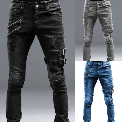Men's Punk Hip Hop Black Jeans