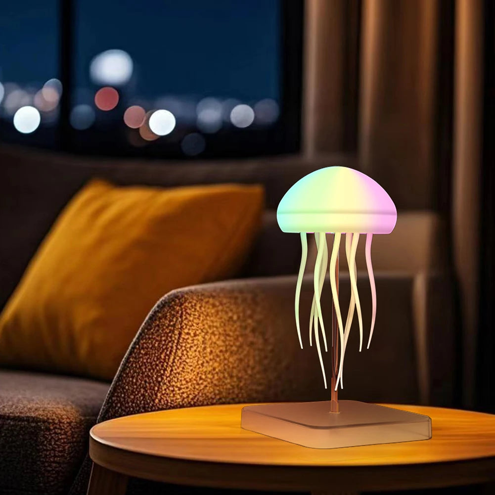 Cartoon Jellyfish Night Light - RGB Gradient LED Lamp with Voice Control