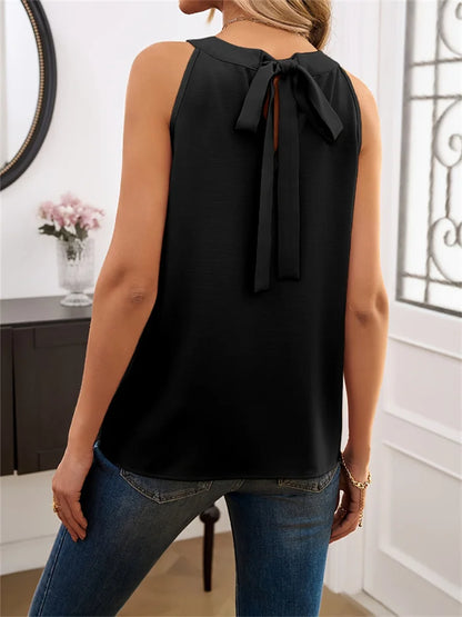 Elegant Women's Summer Tank Tops - O-Neck Sleeveless Casual Black Tees