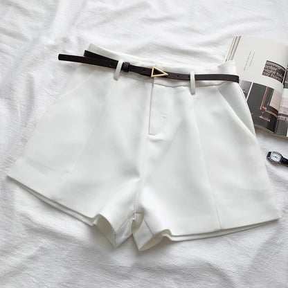 ITOOLIN Casual Women's Shorts - A-line High Waist Belted Vintage Trousers
