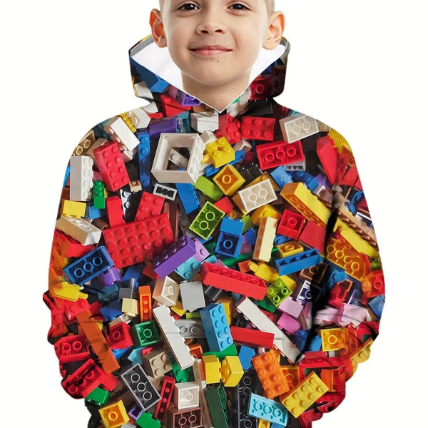 Kids Clothes Boy Hoodies Girl Clothes Long Sleeve Building Block