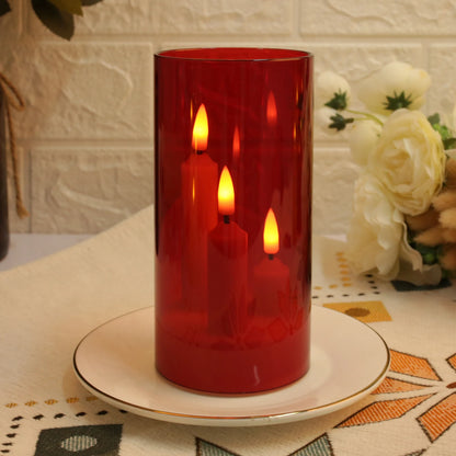 Clear Acrylic 3-Wick Flameless LED Candles - Battery Operated