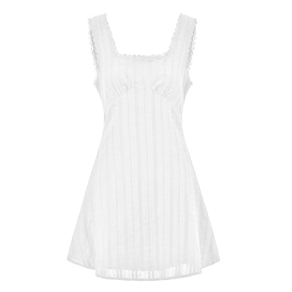 Women Summer White Short Dress - Bohemian Casual Chic