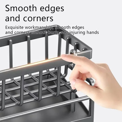 Multi-Functional Kitchen Sponge Rack – Large Capacity Countertop Organizer