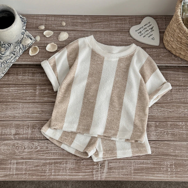 Kids Clothes Children S Striped Suit Short Sleeved Shorts 2 Piece T
