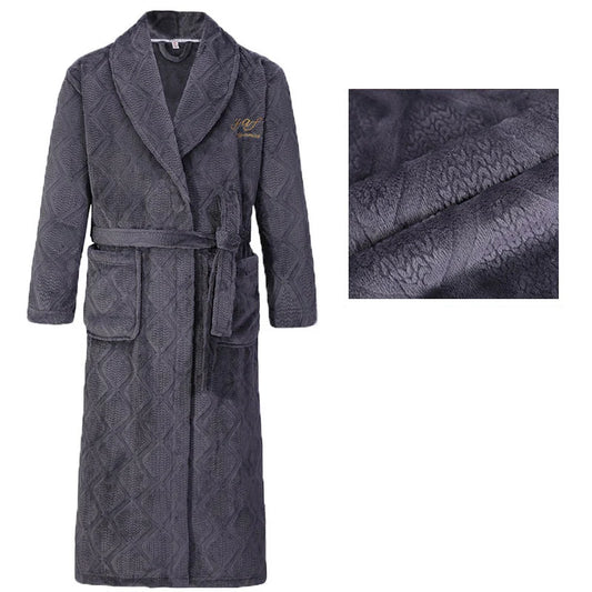 Unisex Winter Thicken Long Robe: Soft Warm Flannel & Coral Fleece Sleepwear