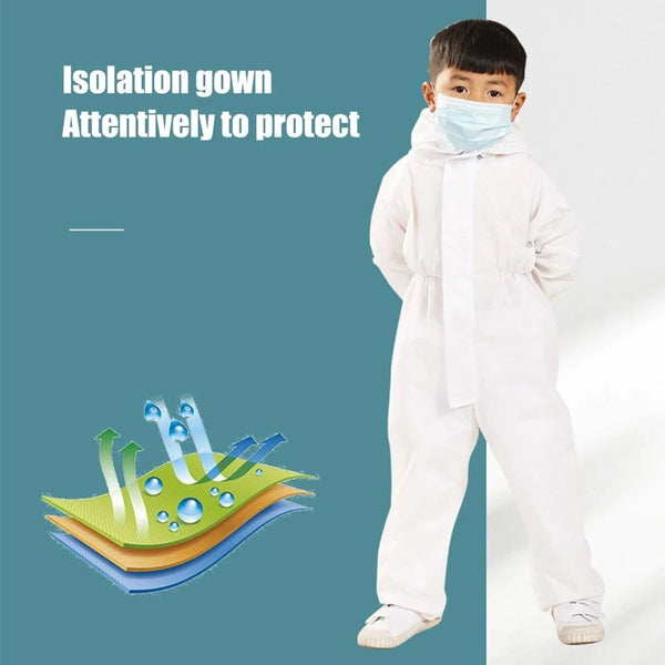 Kids Disposable Protective Isolation Suit With Hood Breathable