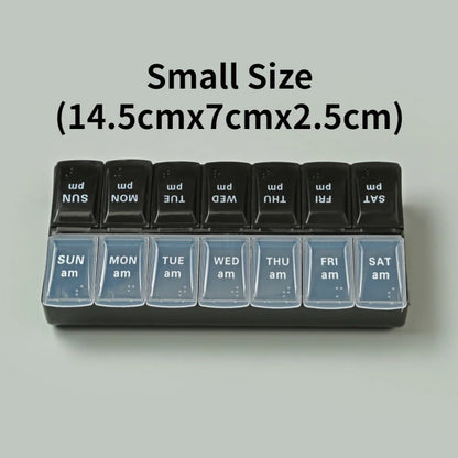 Weekly Portable Travel Pill Box - 7 Days Organizer with 14 Grids