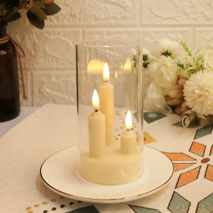 Clear Acrylic 3-Wick Flameless LED Candles - Battery Operated