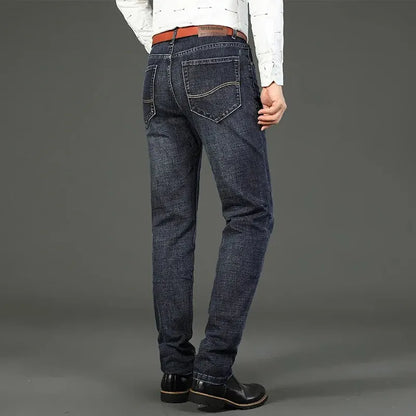 Wthinlee Men's Straight Stretch Jeans - Classic Blue Black Denim Trousers