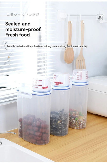 Rice Storage Canister with Measuring Cup | Moisture & Insect Proof