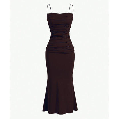 Women's Mermaid Hem Maxi Dress - Slim Fit Spaghetti Strap Party Dress