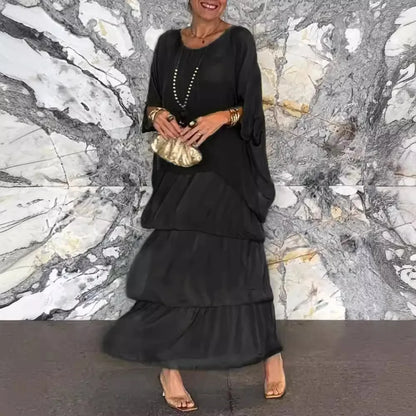 Women's Elegant Bat Sleeve Long Dress - Plus Size Robe