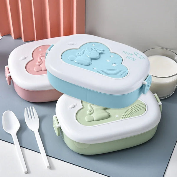 Cute Lunch Portable Box For Kids Compartments Microwae Bento