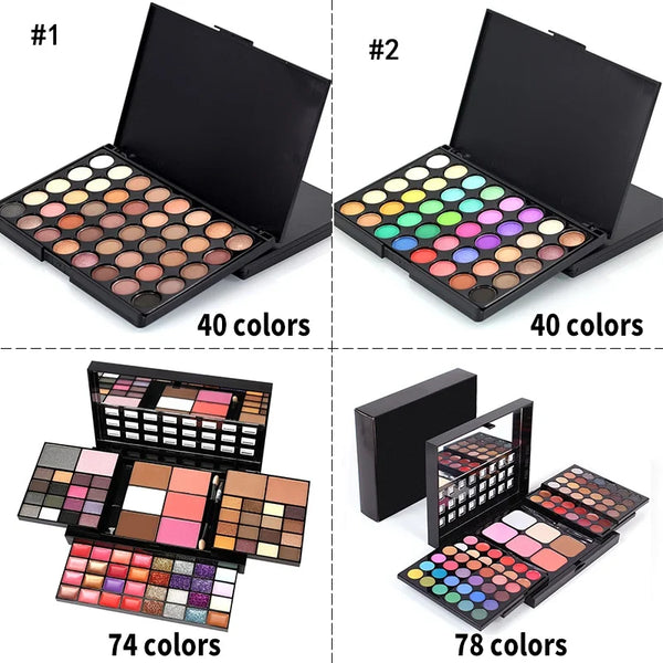 40 74 78 Colors Glitter Eyeshadow Palette Matte Waterproof Long