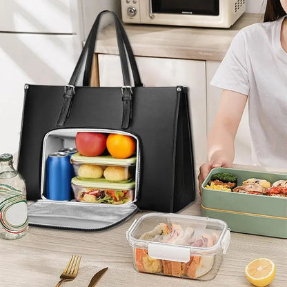 2-in-1 Laptop Tote with Insulated Lunch Compartment