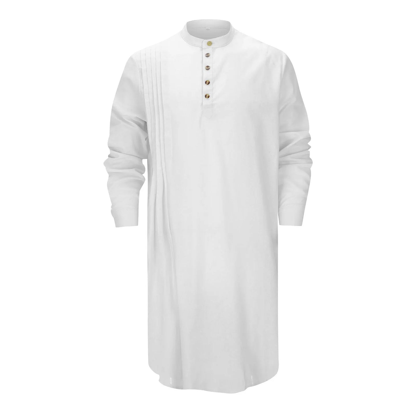 Men's Islamic Cotton Linen Shirt - Stand Collar Kurta Robe