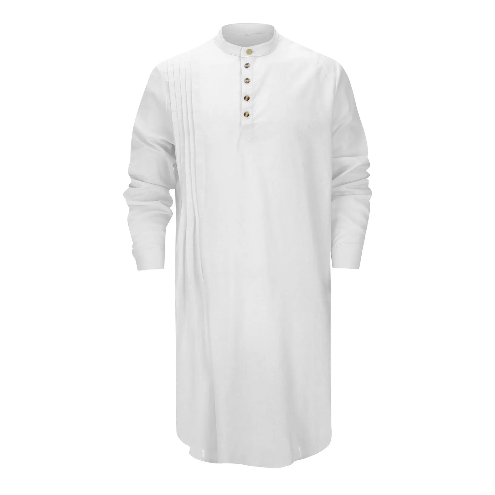 Men's Islamic Cotton Linen Shirt - Stand Collar Kurta Robe