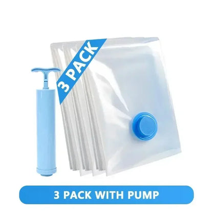 8PCS Vacuum Storage Bags - Space Saver Travel Storage with Hand-Pump