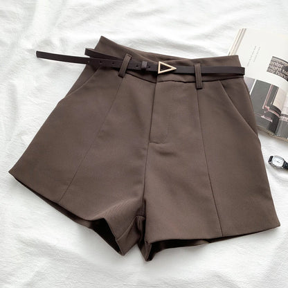 ITOOLIN Casual Women's Shorts - A-line High Waist Belted Vintage Trousers