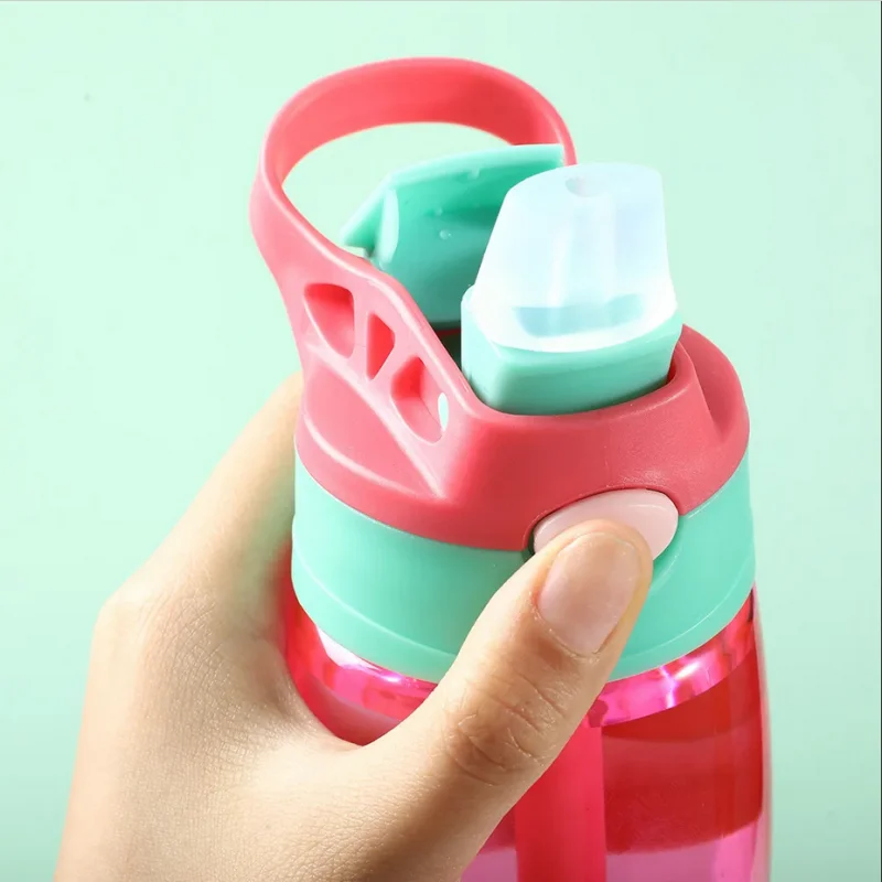 480ml Water Bottle With Straw Kids Girls Portable Travel Bottles Gym Sports Fitness Cup Summer Cold Water Juice Drinking Bottle