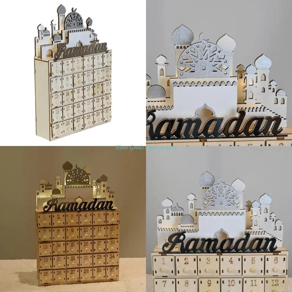 E74e Ramadans Table Decors Eid Countdown Calendar With LED Light