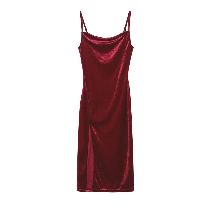 Women's Spring Summer Sexy Slim Slit Halter Dress