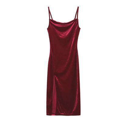 Women's Spring Summer Sexy Slim Slit Halter Dress