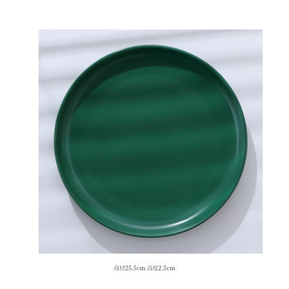 European Marbled Ceramic Plate with Gold Rim