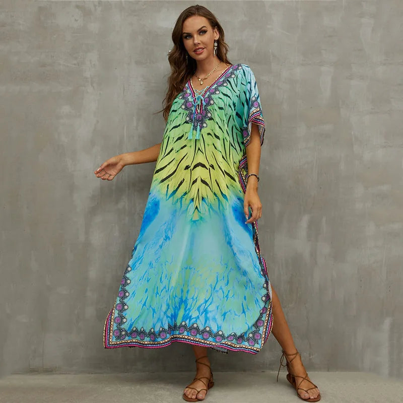 Women's Plus Size Kaftan Dress: Maxi Caftan Beach Cover Up & Summer Loungewear