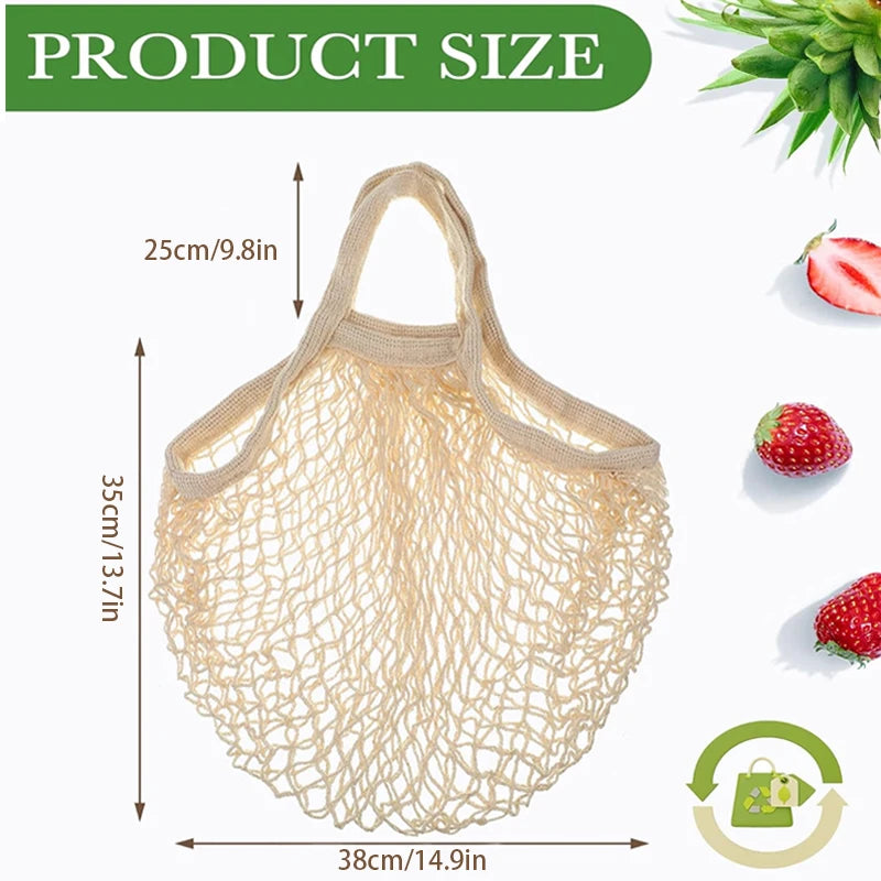 Portable Reusable Grocery Bags - Cotton Mesh String Shopping Tote