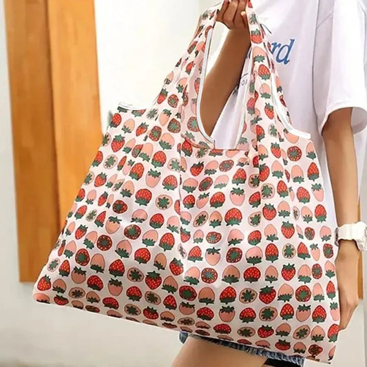 Reusable Grocery Bags - Large Washable Foldable Nylon Handbags