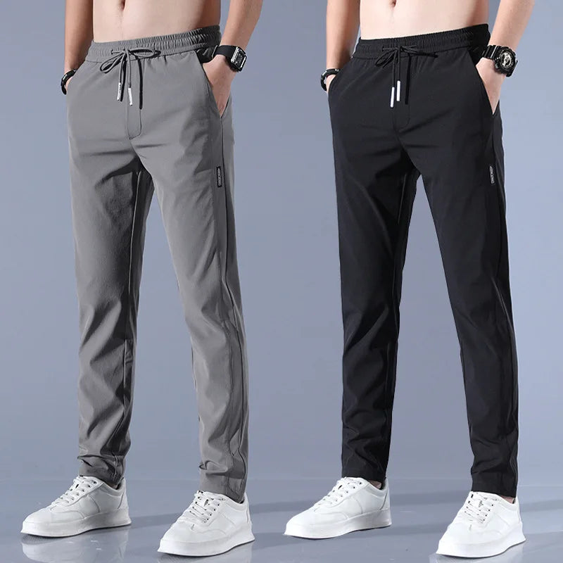 Spring Autumn Business Dress Pants - Elastic Waist Frosted Fabric
