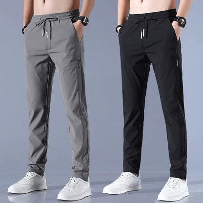 Spring Autumn Business Dress Pants - Elastic Waist Frosted Fabric