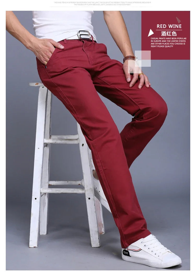 New Spring Casual Pants - Men's Straight Fit Stretch Chino Trousers