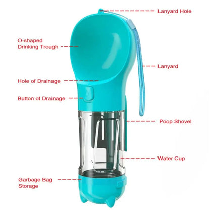 3 in 1 Pet's water bottle | Best Dog's Care Gadget | Leak Proof Water Bottle with Trash Bag and Shovel | Dog Food Feeder
