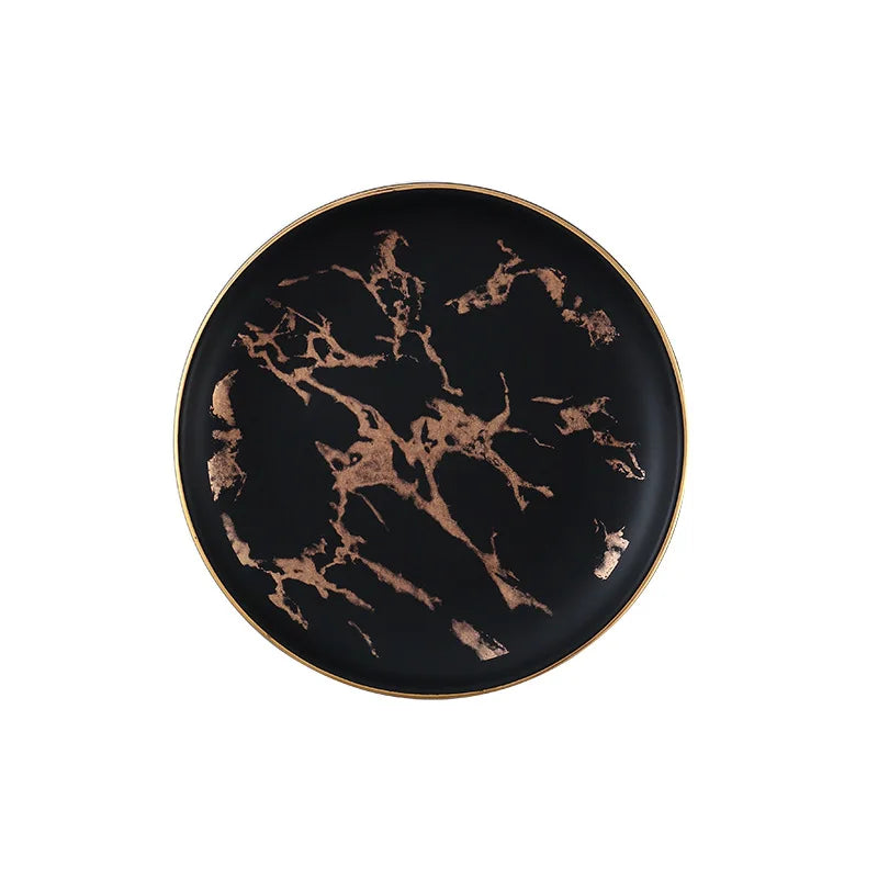 Nordic Marbled Gold Edge Ceramic Plate