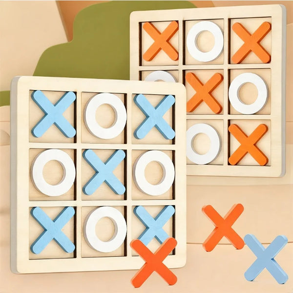 Solid Wooden Tic Tac Toe Board Game Montessori Toys Perfect For