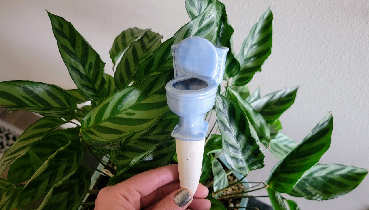 Toilet Watering Spike – Funny Ceramic Self-Watering Plant Stake