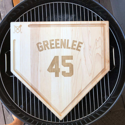 Full-Size Home Plate Cutting Board with Trough – 17" x 17" Western