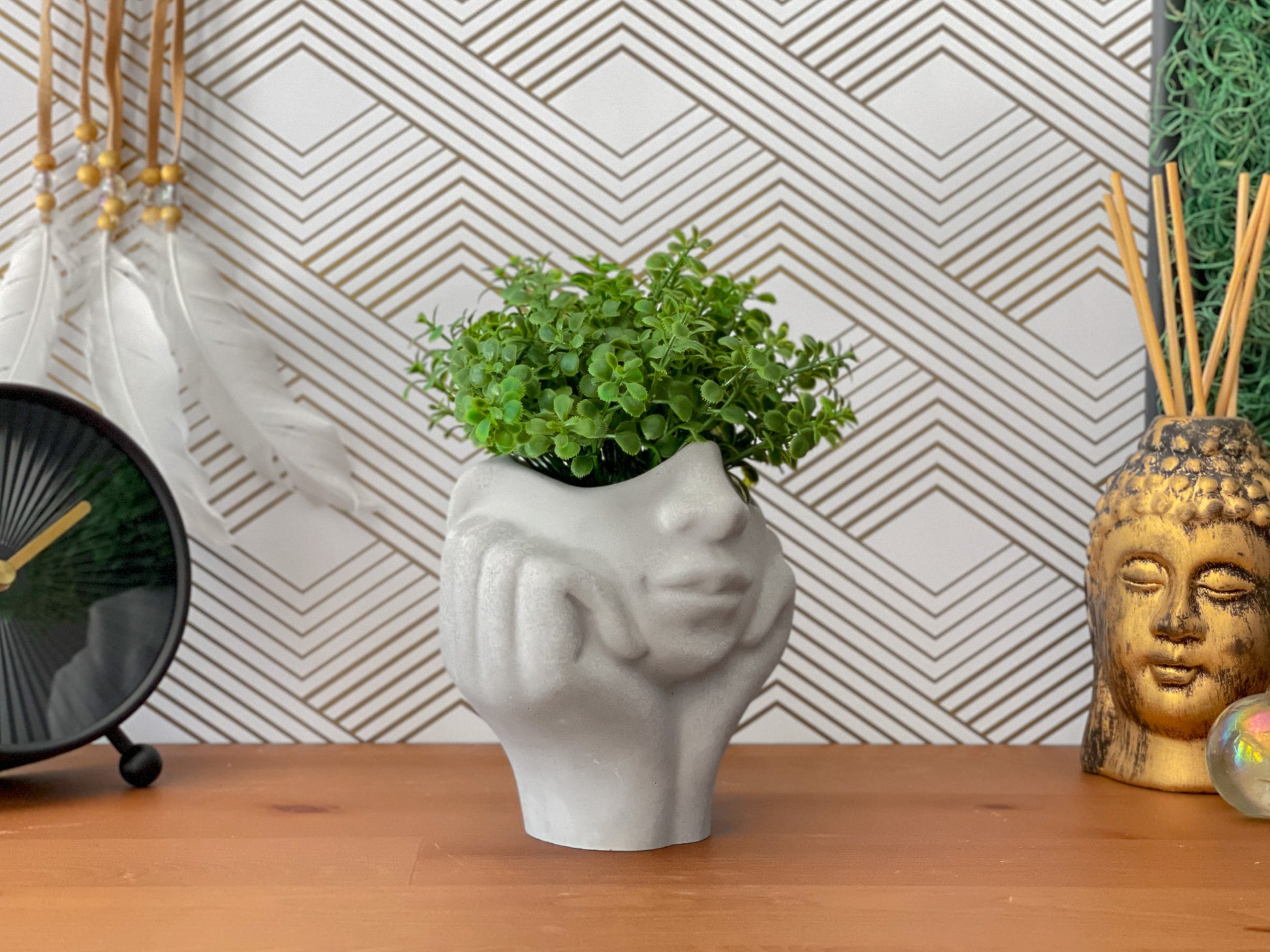 Handmade Concrete Face Planter – 4" Decorative Pot for Succulents & Small Plants
