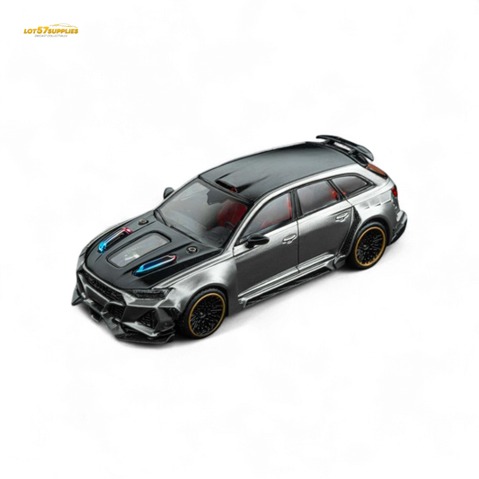 DCM Modified Audi RS6 Wagon Silver/Gray With Ferrari Engine & Openable Hood 1:64