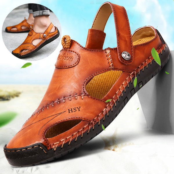 Men S Closed Toe Sandals Summer Adjustable Slides Slippers Fashion