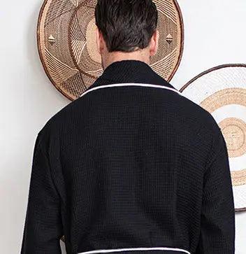 Premium Men's Waffle Robe with Contrast Piping Detail