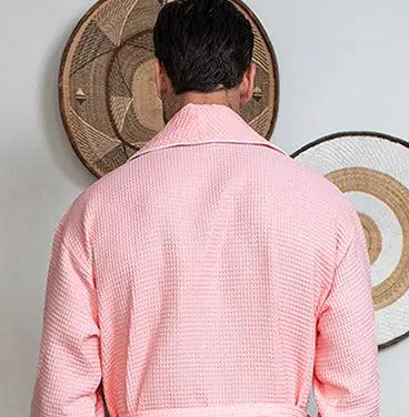 Premium Men's Waffle Robe with Contrast Piping Detail