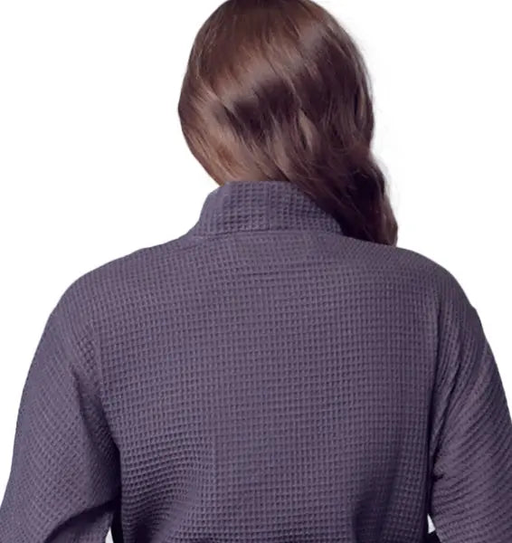 Women's Knee-Length Waffle Kimono Robe | Spa Comfort