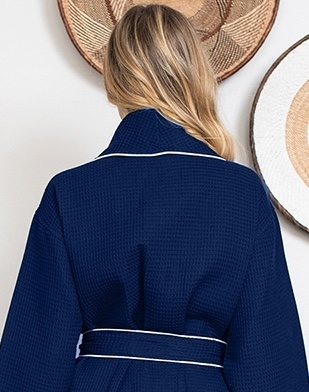 Women's Knee-Length Waffle Kimono Robe | Spa Comfort
